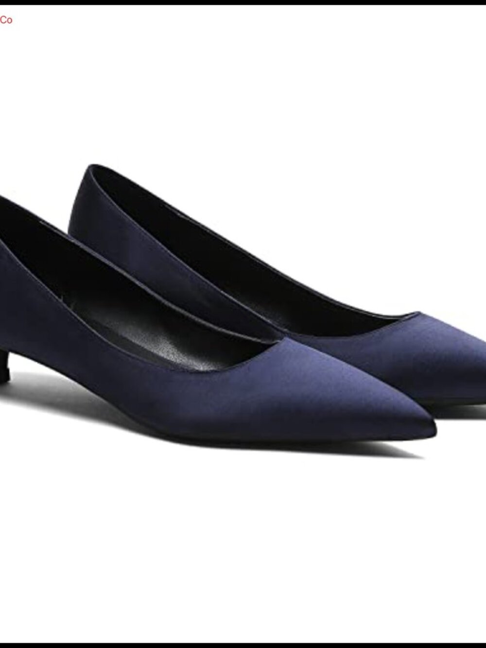 Satin Kitten Heel Pumps Pointed Toe Slip On Dress Shoes